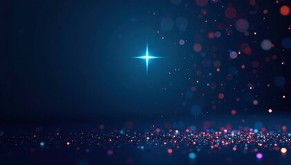 Naklejka premium Dark blue background with a light cross and a sprinkle of colorful glitter, fun, lively