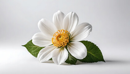 Obraz premium Elegant White Flower with Yellow Center Close Up