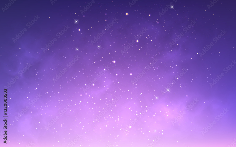 Wall mural nebula background. purple space texture. realistic color galaxy. bright starry cosmos. glowing outer