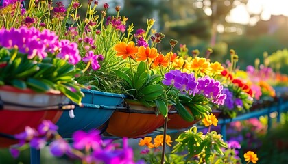 Vibrant floral display botanical garden nature photography sunny afternoon close-up beauty of flowers