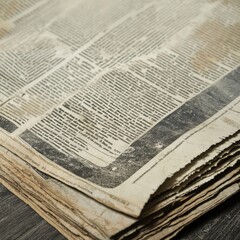 Obraz premium Vintage Weathered Newspaper Pages Grunge Texture Background for Editorial Publishing and Journalism Concepts