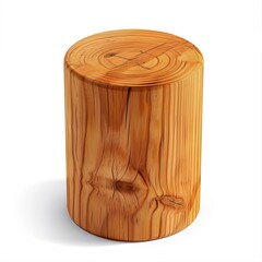 A wooden stool with a natural finish, suitable for seating or decorative purposes. isolated on white background