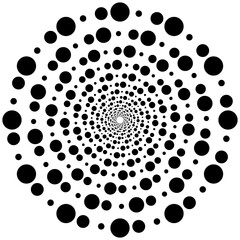 Abstract Circular Pattern With Concentric Black Dots on White Background
