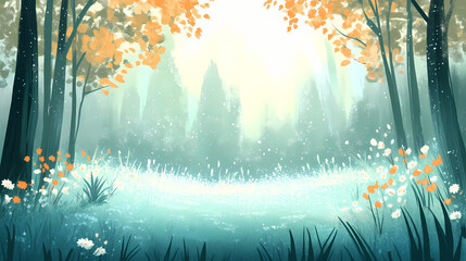 Tranquil glade on st. stephen's day. Frosted Glade. Illustration