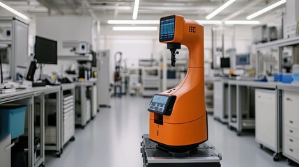 Fototapeta premium Self-repairing manufacturing equipment powered by AI in a small unit.