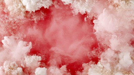Abstract Red and White Ink Cloud Frame Design