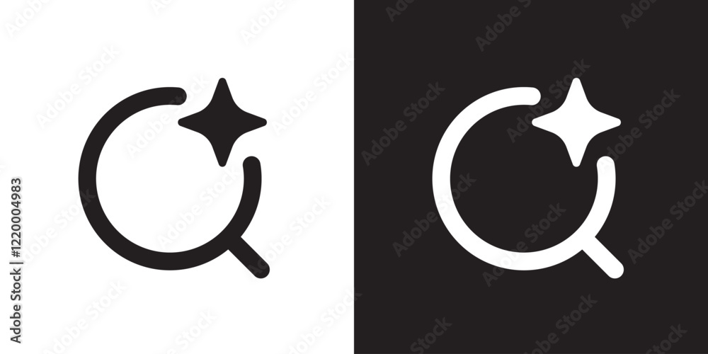 Poster AI search and research icon. Generate symbol. Artificial intelligence technology and Machine learning concept. Icon element for application and web. Vector illustration.