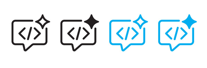 Code generated icon. Generate symbol. Artificial intelligence technology and Machine learning concept. Icon element for application and web. Vector illustration.