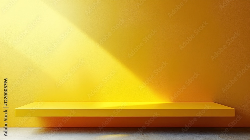 Poster minimalist yellow background studio room 3d art for product presentation showcase with smooth gradie