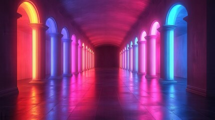 Luminescent Metropolis: Hyper-Realistic Futuristic Cityscape with Intricate Neon Patterns