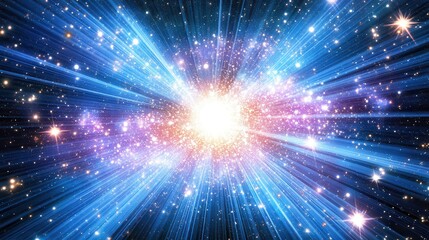 Fototapeta premium Bright Cosmic Imagery of Distant Galaxies and Light Burst