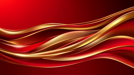 Obraz premium Abstract Red Gold Wave Swirls Elegant Design