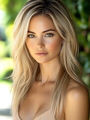 Naklejka premium Stunning Blonde Woman Portrait Outdoors Natural Light Photography