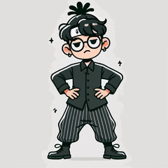 Korean oppa cartoon vector illustration