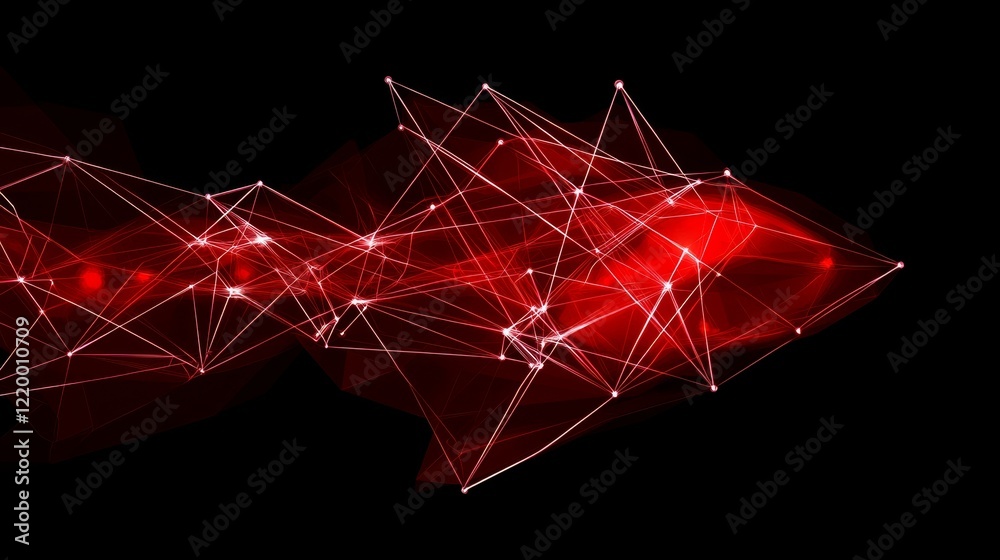 Poster abstract red network digital data flow visualization