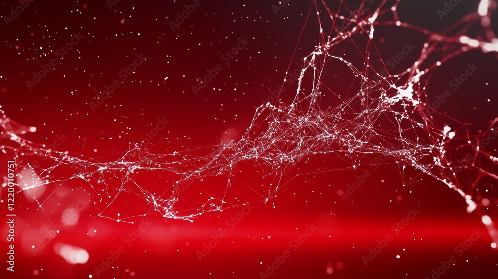 Poster abstract red network digital plexus background