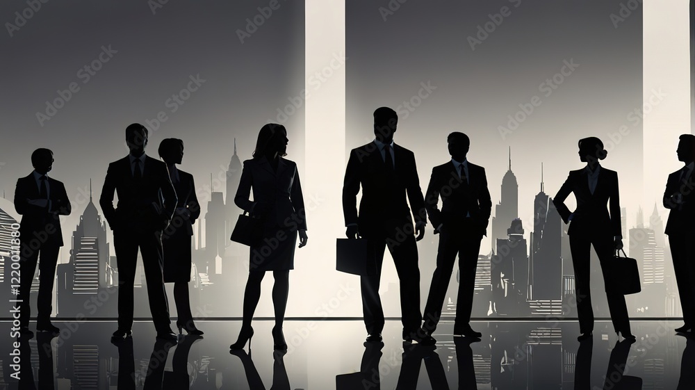 Wall mural Silhouettes of businesspeople