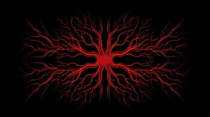 Abstract Red Vascular Network Design, Symmetrical Pattern