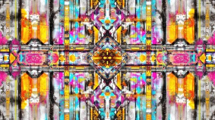 Abstract colorful pattern with vibrant shapes and textures, creating a visually striking design.