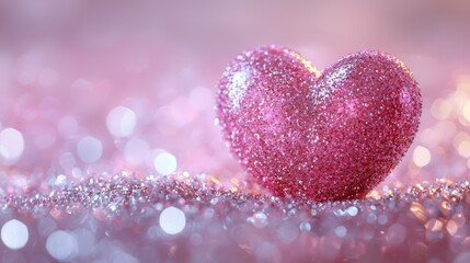 Obraz premium Pink glitter heart bokeh background Valentine's