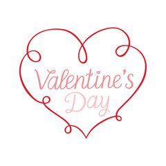 Hand Lettered Valentine's Day Text Banner on white background. Greeting Card Template.