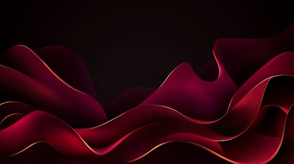 Fototapeta premium Abstract Red Waves Dark Background Gold Accents Design