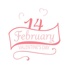 Romantic Card Template. Valentine's Day Hand Lettering Design.