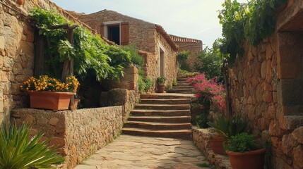 Fototapeta premium Charming Stone Village Pathway