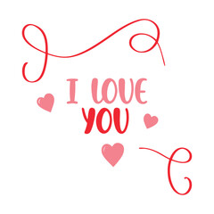 Valentine's Day Typography Banner with Hand-Drawn Doodle Heart.