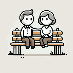vector illustration of a couple sitting in the park