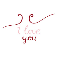 Valentine's Day Typography Banner with Hand-Drawn Doodle Heart.