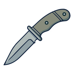 hunter knife hunting tool survive nature flat color vector illustration template design