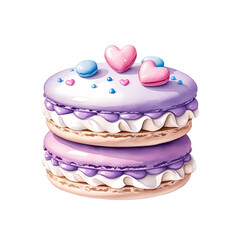 Watercolor Macaron Tower PNG – Pastel Dessert Illustration