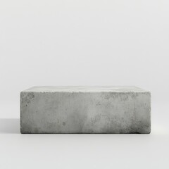 Grey concrete block isolated on white background.
