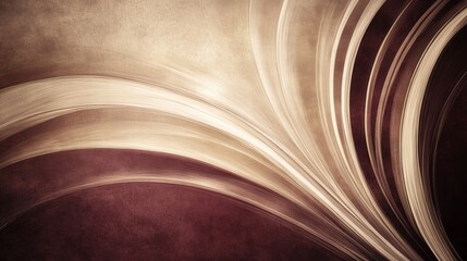 Abstract Swirling Curves in Brown and Beige Tones