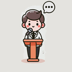 vector illustration of cartoon person giving a speech