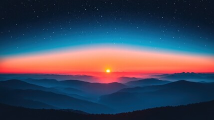 Fototapeta premium Majestic Mountain Range at Sunrise with Photorealistic Landscape and Smooth Gradients