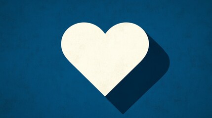 Abstract White Heart on Deep Blue Background