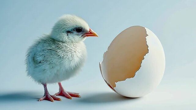 New life emerges as a chick hatches from its shell in a serene setting, symbolizing hope and renewal. Generative AI