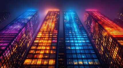 Vibrant Cityscape at Night: A Symphony of Colors