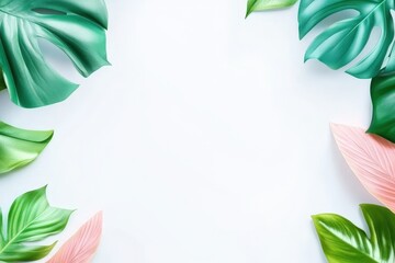 Tropical green leaves isolated on a white background for nature and floral design concepts