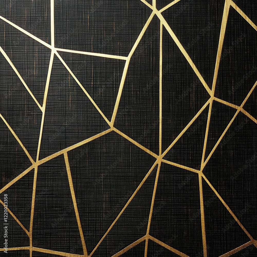 Poster elegant metallic geometric abstract backdrop with intersecting golden triangular lines