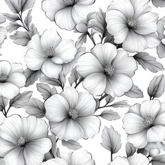 Black and White Floral Arabesque Seamless Pattern Vintage Retro Design