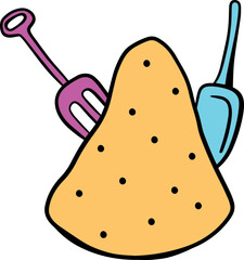 shovel sand kid toy outline doodle