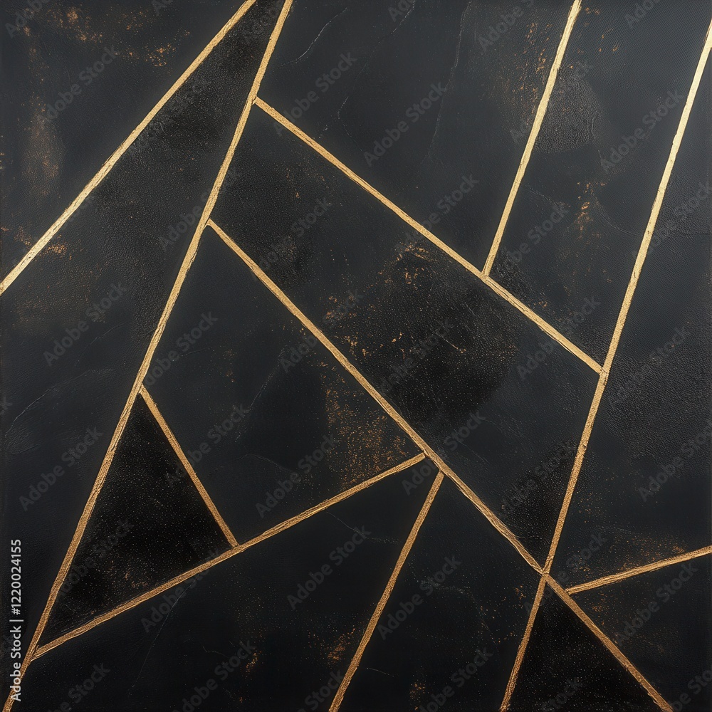Poster elegant abstract geometric metallic golden patterns on dark background with polygonal shapes and tri