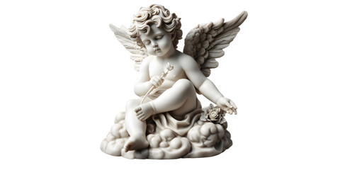 Fototapeta premium Little angel cherub statuette isolated on transparant background.png