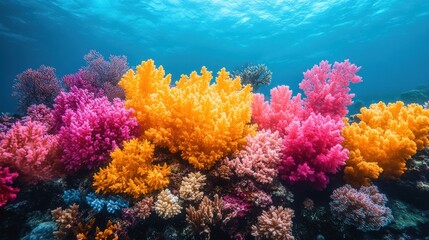 Naklejka premium Vibrant Underwater Coral Reef Ecosystem with Photorealistic Smooth Gradients