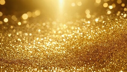 Golden bokeh blur abstract background with soft shimmering lights, perfect for festive designs, elegant visual effects, and luxurious event backdrops.