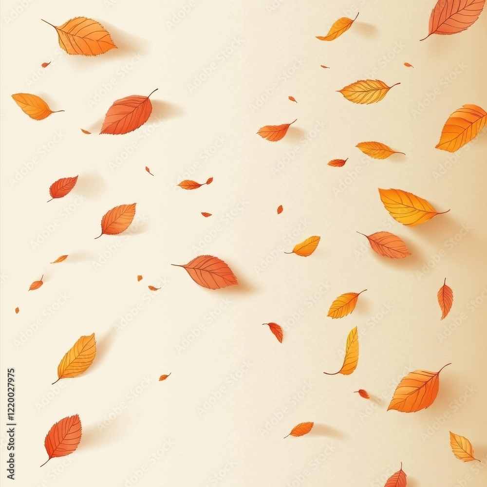 Canvas Prints Drifting Autumn Leaves in Gentle Motion Over Pale Backdrop