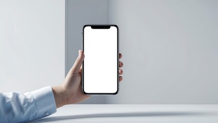 Realistic Smartphone Mockup Display with Neutral White Wall Backdrop